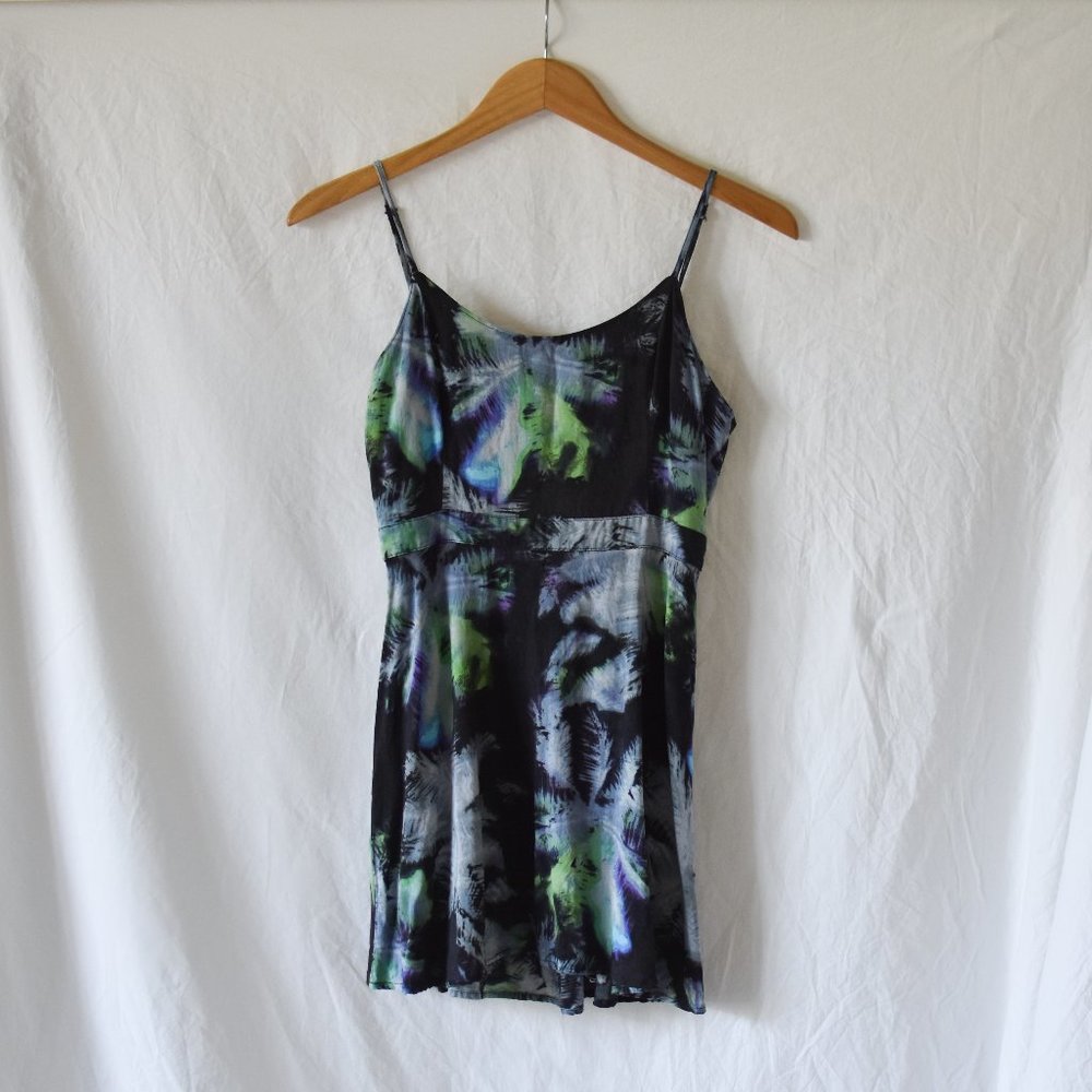 AEO Black Floral Spaghetti Strap Summer Mini Dress